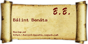 Bálint Benáta névjegykártya